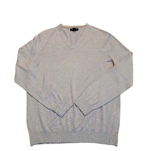 Banana Republic Silk Cashmere Sweater Pullover Men's V-Neck XL Luxury Oatmeal - Picture 1 of 8